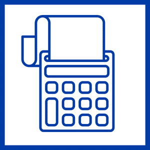 Accounting Group Icon (blue calculator on white)